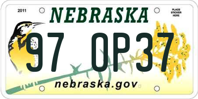 NE license plate 97OP37