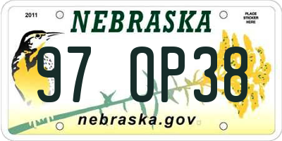 NE license plate 97OP38