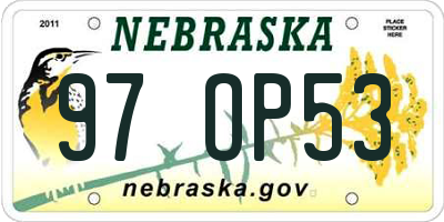 NE license plate 97OP53