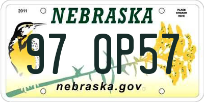 NE license plate 97OP57