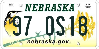 NE license plate 97OS18