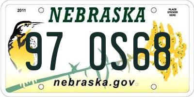NE license plate 97OS68