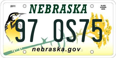 NE license plate 97OS75