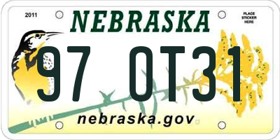 NE license plate 97OT31