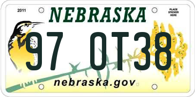 NE license plate 97OT38