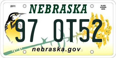 NE license plate 97OT52