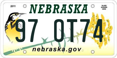 NE license plate 97OT74
