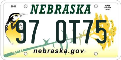 NE license plate 97OT75