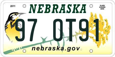 NE license plate 97OT91