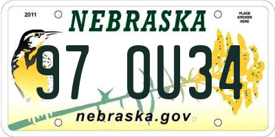 NE license plate 97OU34