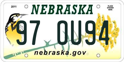 NE license plate 97OU94