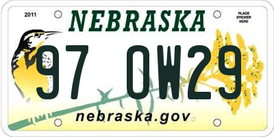 NE license plate 97OW29