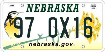 NE license plate 97OX16
