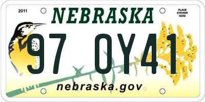 NE license plate 97OY41