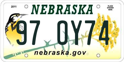 NE license plate 97OY74