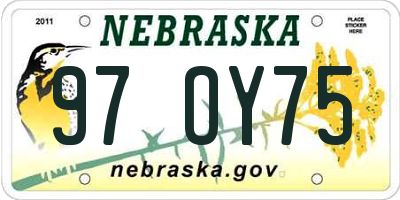 NE license plate 97OY75