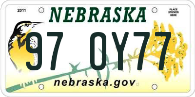 NE license plate 97OY77