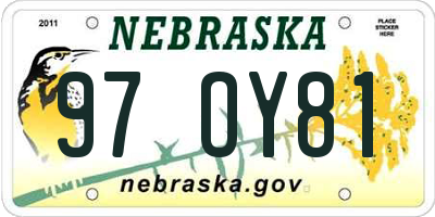 NE license plate 97OY81