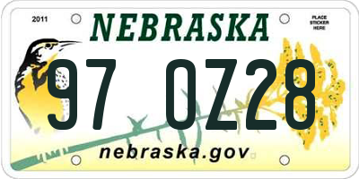 NE license plate 97OZ28