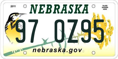 NE license plate 97OZ95