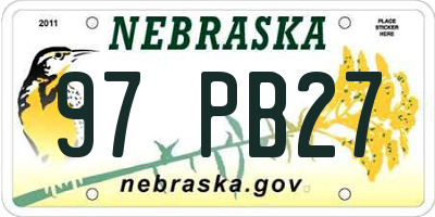 NE license plate 97PB27