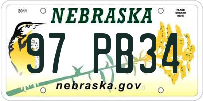 NE license plate 97PB34