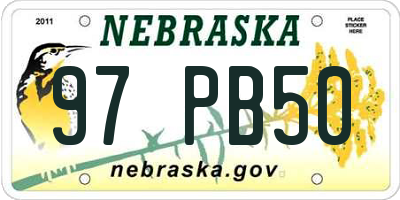 NE license plate 97PB50