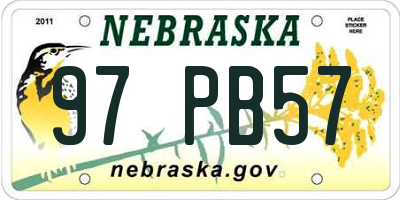 NE license plate 97PB57