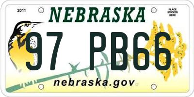 NE license plate 97PB66