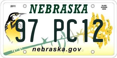 NE license plate 97PC12