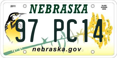 NE license plate 97PC14
