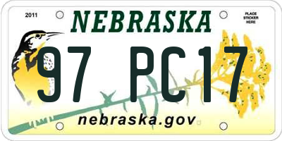 NE license plate 97PC17