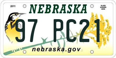 NE license plate 97PC21