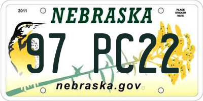 NE license plate 97PC22