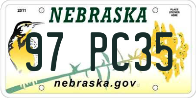 NE license plate 97PC35