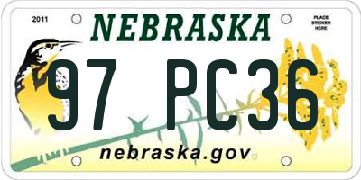 NE license plate 97PC36