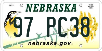 NE license plate 97PC38