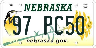 NE license plate 97PC50