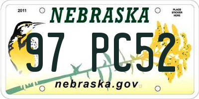 NE license plate 97PC52