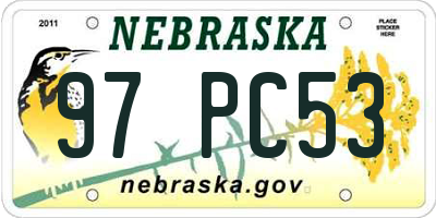 NE license plate 97PC53
