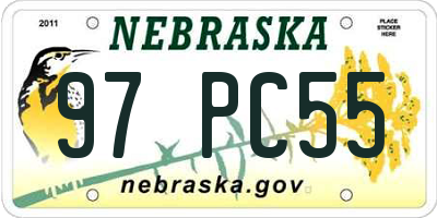 NE license plate 97PC55