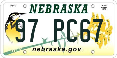 NE license plate 97PC67