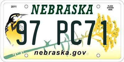 NE license plate 97PC71