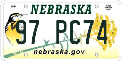 NE license plate 97PC74