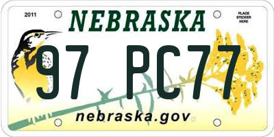 NE license plate 97PC77
