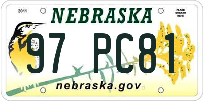 NE license plate 97PC81