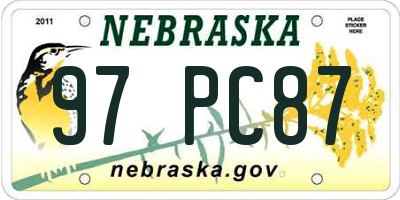 NE license plate 97PC87