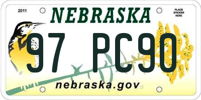 NE license plate 97PC90