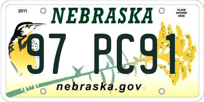 NE license plate 97PC91
