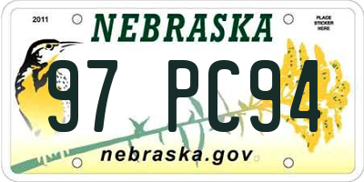 NE license plate 97PC94